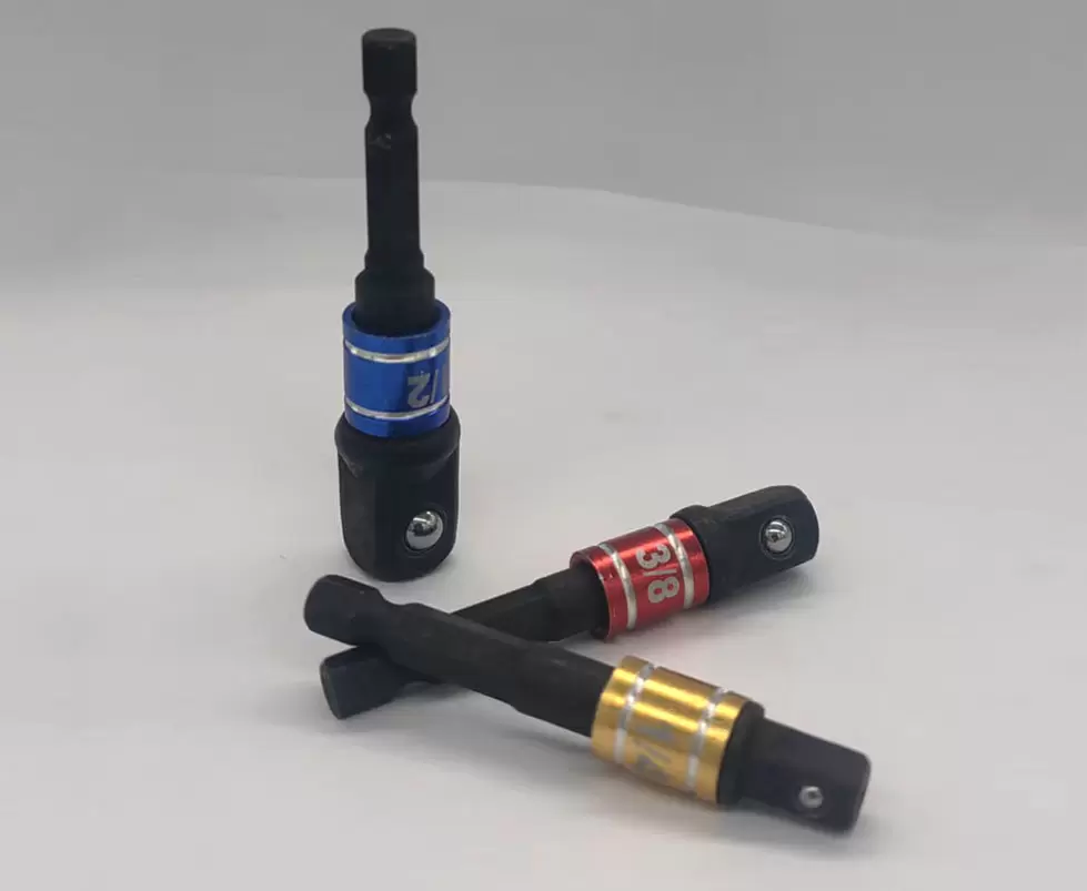 مجموعة محولات مقبس التأثير 1/4 بوصة 3/8 بوصة 1/2 بوصة ساق سداسية متعددة الألوان